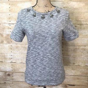 Heather Gray Bling Jeweled Shirt Top M Medium P